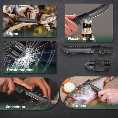 Тактичний сокира-мультитул Japaknives Survival Axt 10 в 1 сокира для розколювання дров, кемпінговий сокира з лезом, компасом та ножем для виживання. Подарунковий набір чорних сокир для кемпінгу, полювання та саду.