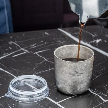 Титанова кружка Boundless Voyage з подвійними стінками та кришкою, 240 мл, надлегка, для чаю, кави, використання на свіжому повітрі, кемпінгу, пікніків, походів, подорожей, домашнього використання, Ti3238D