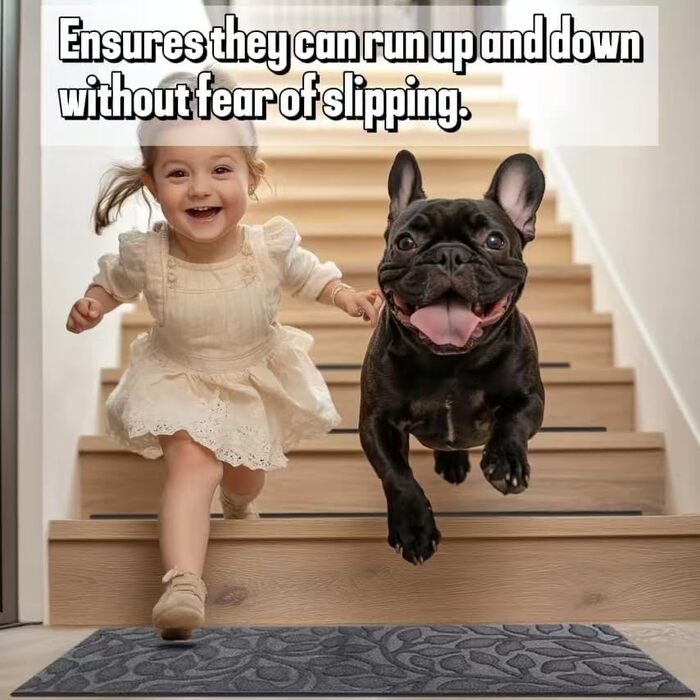 Килимки для сходів Aucuda, 6 шт. , сіре листя