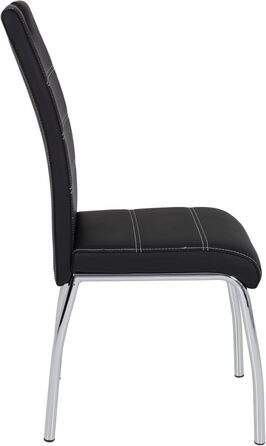 Столи Hela, комплект із 2 обідніх стільців Susi, чорна оббивка зі штучної шкіри, врізна ручка, хромований металевий каркас, 43 x 61 x 98 см, комплект із 2 шт., чорний