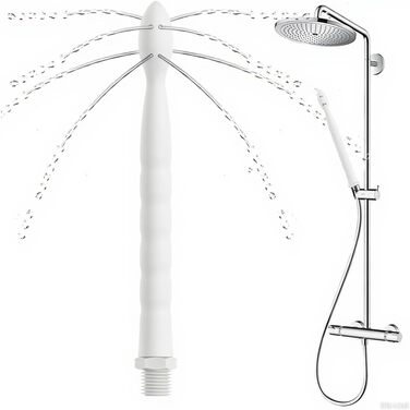 Анальна душова насадка з силікону, 24 см, 8 отворів, біла