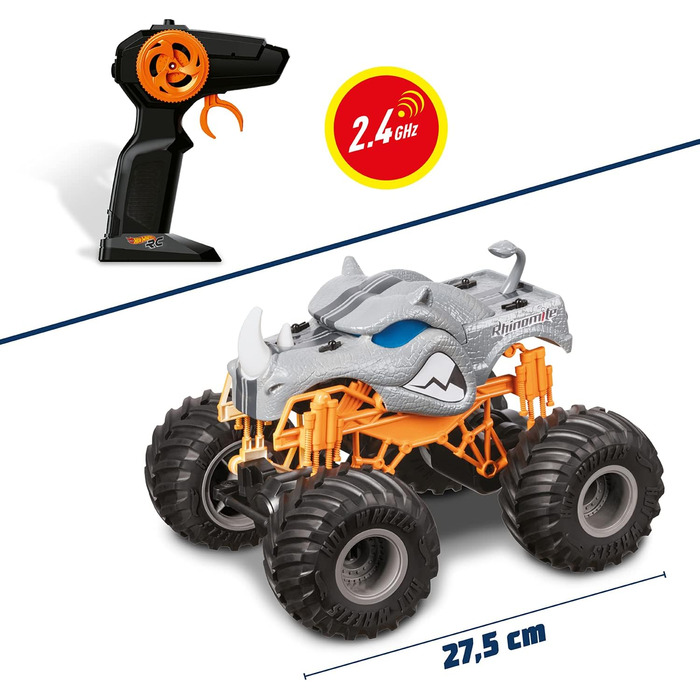 Позашляховик-монстр на радіокеруванні Mondo Motors 63684 зі світловими та звуковими ефектами, 20x28x23 см, пульт дистанційного керування, іграшка для дітей від 3 до 8 років, дизайн Hot Wheels
