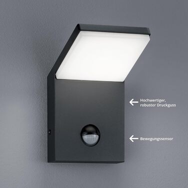 Світильник вуличний настінний Trio LED Pearl 221169142, алюміній (антрацит), 9 Вт, чорний, з датчиком руху