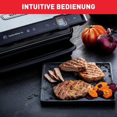 Контактний гриль Tefal OptiGrill Elite XL, 16 програм, Цифровий дисплей з індикатором рівня приготування, Знімні пластини XL, Електрогриль, Нержавіюча сталь, GC760D12