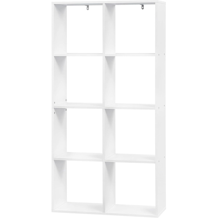 Книжкова полиця WOLTU на 4 рівні, окремостояча полиця з 8 відділеннями та пристроєм проти перекидання, полиця для DVD з дерев&39яного матеріалу, перегородка/шафа для документів, для вітальні, кухні, офісу, 7140,5x29 см, білий колір, 8 відділень (29 Г x 71
