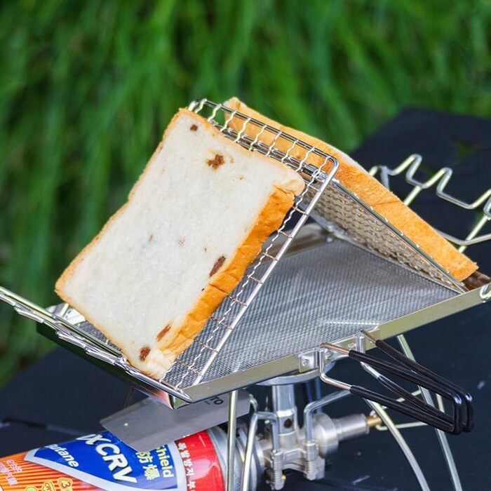Тостер для кемпінгу, Решітки для тостів з нержавіючої сталі для кемпінгу, Складані решітки для тостів для кемпінгу, Тостер для газових плит, Компактні аксесуари для кемпінгу ідеально підходять для використання на свіжому повітрі, барбекю та походів