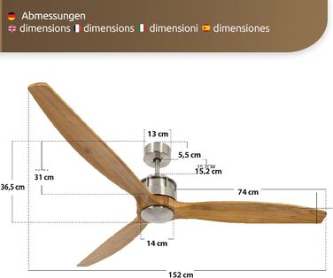 Стельовий вентилятор Akmani, вентилятор в комплекті з пультом дистанційного керування, сучасний стельовий вентилятор з 3 лопатями