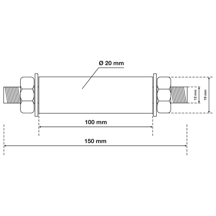 Комплект осей для коліс тачки BGS DIY 80949 діаметр 20 мм (2 шт. в упаковці)