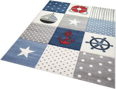Дитячий килим ігровий килимок дитяча кімната хлопчиків морський морський картатий синій розмір 160x230 см