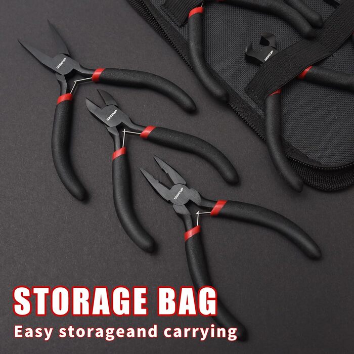 Набір міні-плоскогубців 8 шт. гострі, круглі, плоскі, довгі, з вигнутими та діагональними губками, кусачки та плоскогубці для рукоділля, електроніки та ювелірної справи, в чохлі
