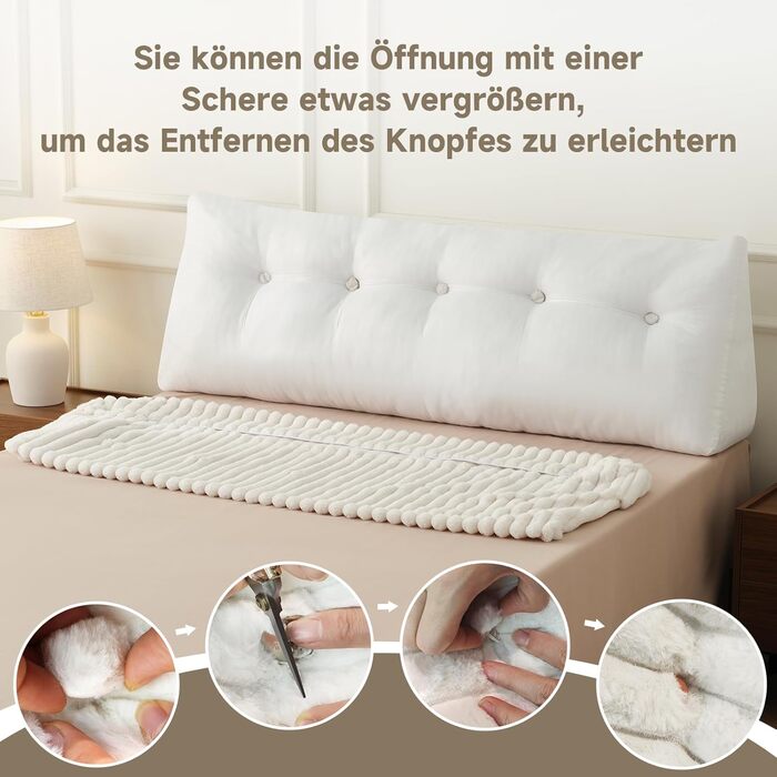 Подушка-книжка Z-hom, клиноподібна подушка, подушка для читання для ліжка та дивана, затишна подушка для спини, практична бічна кишеня, знімний чохол, з круглою подушкою для голови (версія з довгим ворсом, 150 * 50 * 20 см) 150*50*20 см