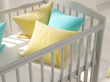 Дитяче ліжко Jacob, біле, з шухлядою, 120 x 60 см, включаючи матрац та чохол, дерев&39яні захисні поручні, захисний чохол