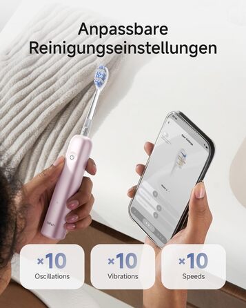 Звукова зубна щітка Laifen Wave Pro з 6 режимами чищення та акумулятором на 70 днів, 60 осциляції, контроль тиску, 2 інтелектуальні насадки (Алюмінієво-рожевий)
