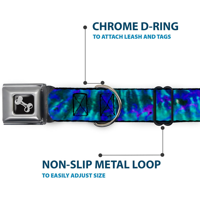 Нашийник для собак із застібкою, Зелений/Синій/Фіолетовий, Ширина 2.5 см - Підходить для обхвату шиї 38-66 см - Великий розмір, Багатокольоровий
