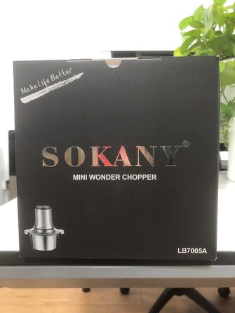 Подрібнювач SOKANY 800W Кухонний електричний з чашею з нержавіючої сталі 3 л, мульти-подрібнювач з 2 режимами швидкості, м'ясорубка з 4 лезами для м'яса, цибулі, фруктів, овочів LB7005A, 800 Вт, 3 л