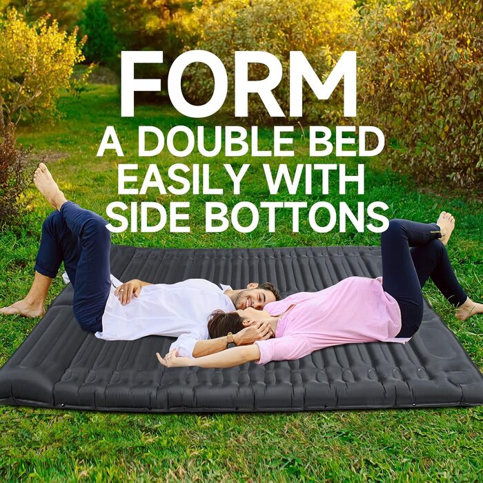 Килимок для сну для кемпінгу з ножним насосом, покращений потовщений килимок для сну на відкритому повітрі з подушкою для походів, наметів, активного відпочинку, пляжу, трекінгу, подорожей, темно-синій