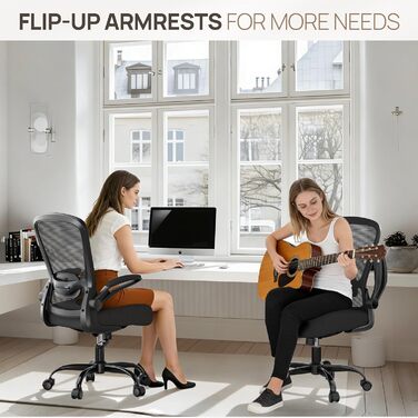 Ергономічне офісне крісло Mimoglad, сертифіковане BIFMA, відкидні підлокітники та кут нахилу 135, регульована поперекова опора, компактне робоче крісло для бізнесу/команди, офісу та дому (чорне, 136 чорно-чорний каркас, сучасний)