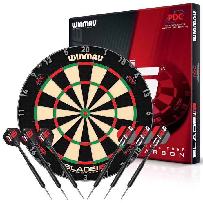 Професійна мішень для дартсу з сизалевої сталі з 2 наборами дротиків Winmau Мішень для дартсу, готовий до турнірів, з найвищою точністю Класичний набір мішень для дартсу для тренувань та змагань