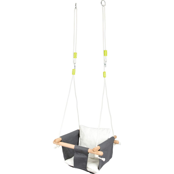 Гойдалка для маленьких ніжок Baby Swing Comfort з дерева та тканини, з регульованими мотузками, для приміщень, від 18 місяців, 115