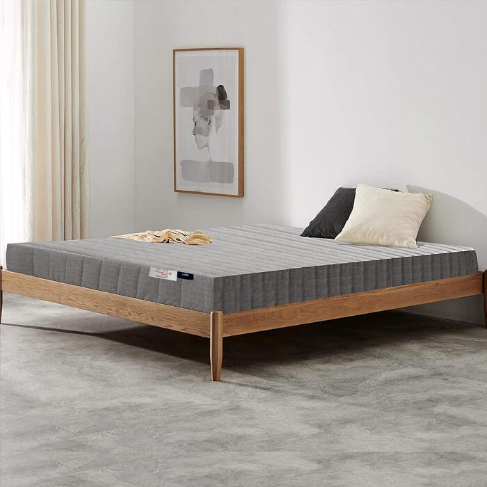 Матрац LAMB 90x200 см пружинний матрац кишенькової форми 7-зонний висота 20 см рівень жорсткості H4 медичний ортопедичний пружинний матрац з чохлом з піни та мікрофібри, сірий матрац для дорослих 90x200x20 сірий H4