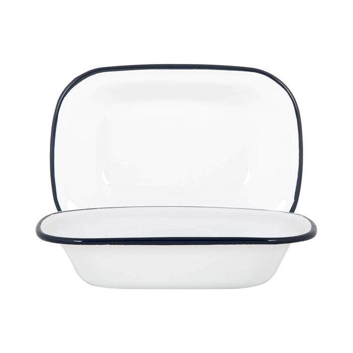 Тарілки для тортів та інших страв Argon Tableware з білої емалі - 20 см - темно-сині - упаковка з 2 шт.