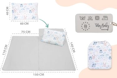 Дитячий спальний мішок з подушкою та блискавкою для малюків 3-7 років - 75x140 см, дитячий спальний мішок для дитячого садка, ковдра-спальний мішок, сертифікований Oeko-Tex, 75 x 140 см, дизайн Galaxy