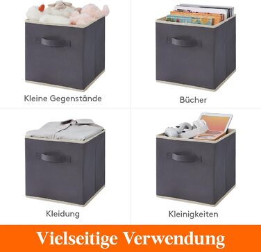 Коробка для зберігання речей Lifewit Fabric Storage Box, складні куби для зберігання об&39ємом 18 л, органайзери з нетканого матеріалу з ручкою для полиць-кубів, вставка для полиць, 10 шт. , 26,5 x 26,5 x 28 см, сірий