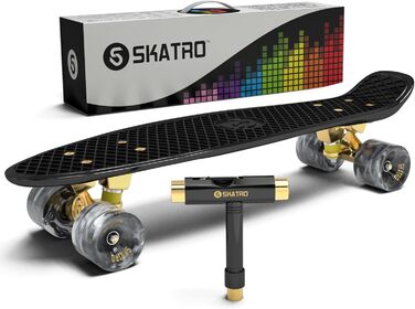 Міні-скейтборд крейсер. 22-дюймова пластикова дошка в ретро стилі, в комплекті з чорною мамбою