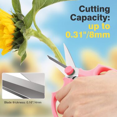 Квіткові ножиці Housolution Pointed, 3 шт., міцні квіткові ножиці, садові ножиці преміум-класу з сталі, ножиці для квітів, плодового листя, ручні ножиці, інструмент для обрізки садівництва та аранжування квітів, колір авокадо, рожеві (показано - рожеві, 3