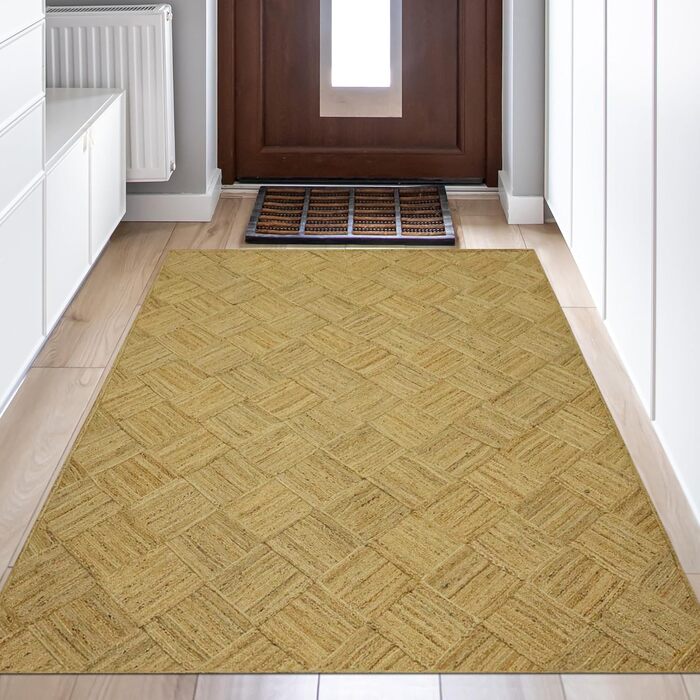 Великий килим кілім 25,4 x 35,6 см, бежевий, тканий джутовий килим, для приміщень і вулиць, килим плоского плетіння, зона з високо