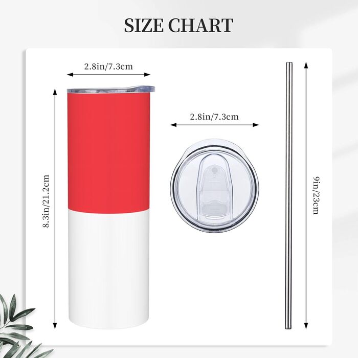 Кухоль з прямою трубочкою, принт індонезійського прапора, дорожній кухоль, підходить для кемпінгу, офісу та дому, 590 мл