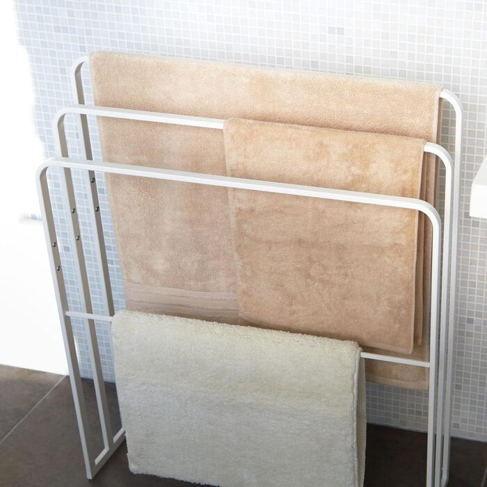 Вішалка для рушників Yamazaki 4979 Tower з трьома штангами, біла, сталь, мінімалістична, 70 x 14 x 81 см