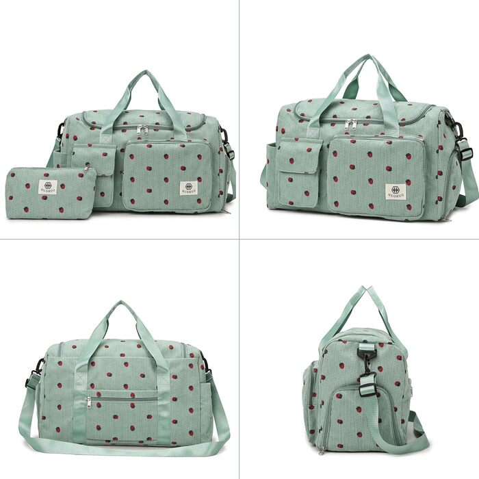 Спортивна сумка для дітей, дорожня сумка для дівчаток та жінок з відділенням для взуття та відділенням для вологи, вельветова сумка для плавання, дорожня сумка для вихідного дня, дизайн полуниці, сумка для ручної поклажі, пляжна сумка для подорожей, фітне