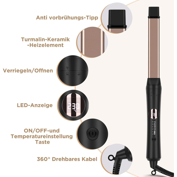 Щипці для завивки 5 в 1 PARWIN PRO BEAUTY Багатофункціональні змінні щипці для великої та малої плойки з керамічним турмаліном та