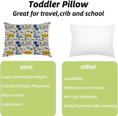 Дитяча подушка з наволочкою - м'яка дитяча подушка з органічної бавовни для сну - Дихаюча постільна білизна Дитяча подушка - Дитяч