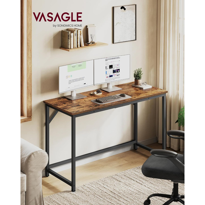Стіл VASAGLE комп'ютерний та офісний стіл, 120 x 50 x 76 см, вінтажний коричневий/чорнильний чорний
