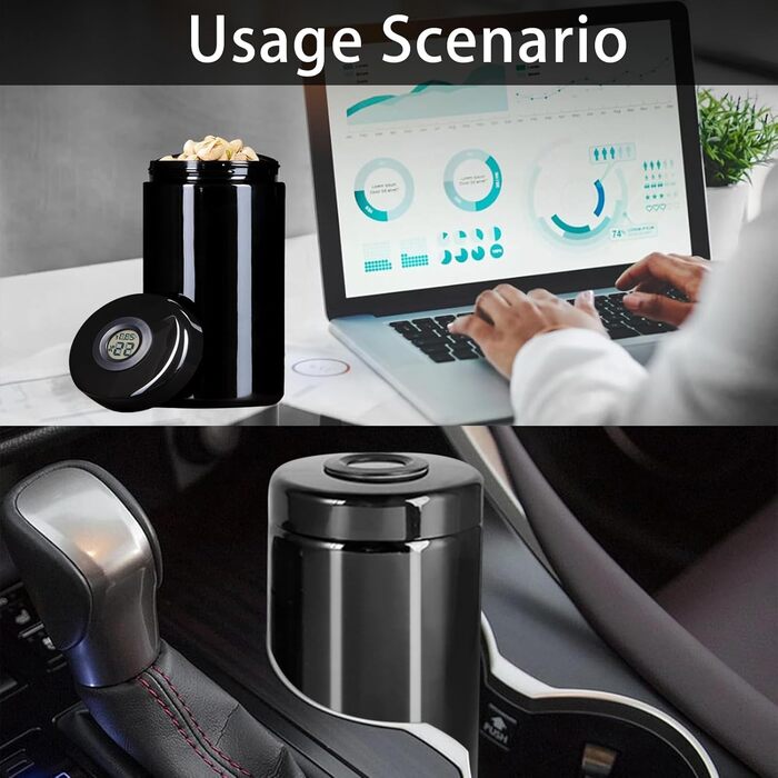 Банки для зберігання, контейнери для зберігання об&39ємом 500 мл з гігрометром у кришці, захист від ультрафіолету, скло для зберігання, консервація, стійкі до запахів, герметичні, біофотонне скло - фіолетово-чорне