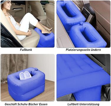 Надувний матрац ISWEES для позашляховиків - потовщений та покращений кемпінговий матрац для заднього сидіння/багажника з електричним насосом, побутовим адаптером, 2 подушками 2 підставками для ніг
