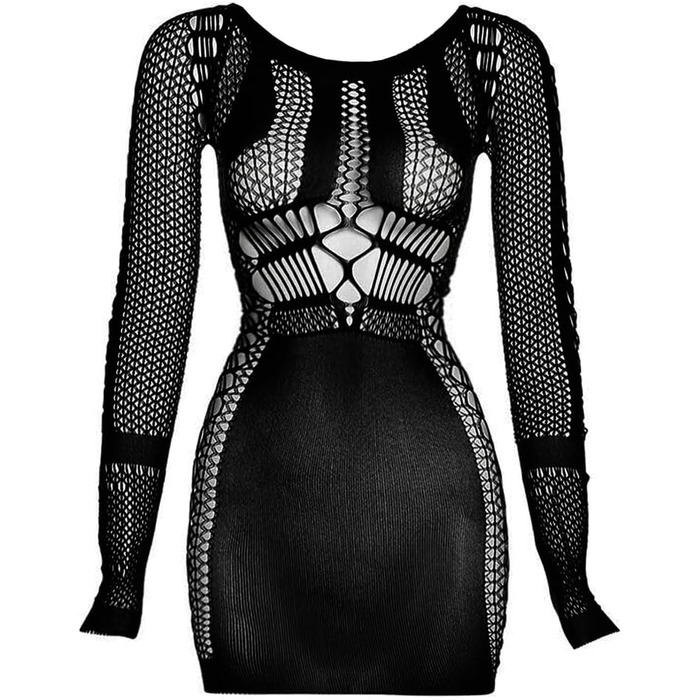 Жіноча сексуальна білизняна сукня Buitifo One Piece Babydoll Fishnet Nightwear M Black