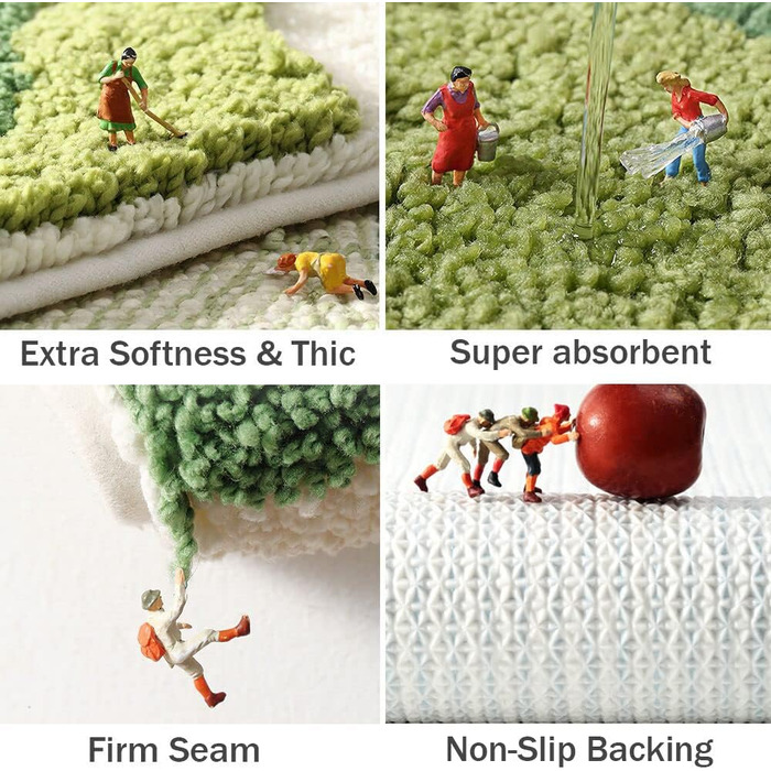 Нековзний килимок для ванної з мікрофібри, що миється, пухнастий м&39який килимок для ванної кімнати, абсорбуючий килимок для ванної кімнати, ванни, входу, дверного килимка, 50x80 см, зелений лист