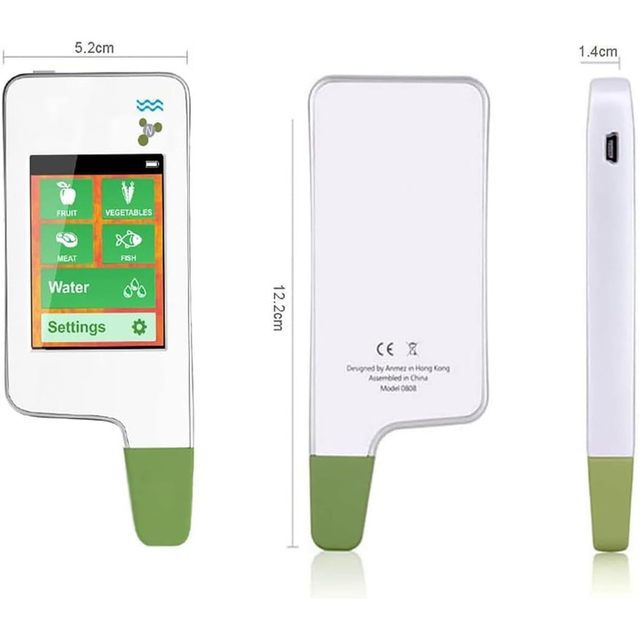 Аналізатор фруктів/овочів/м'яса MOUNW, цифровий тестер харчових нітратів, детектор залишків пестицидів для фруктів, овочів, м'яса та риби точні та надійні тести