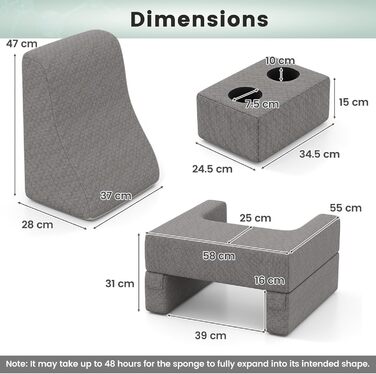 Подушка для читання LIFEZEAL для ліжка та дивана, подушка для книги з підставкою, подушка для спини та сумка для зберігання, письмовий стіл з підлокітниками, ігрова подушка для читання, роботи та гри