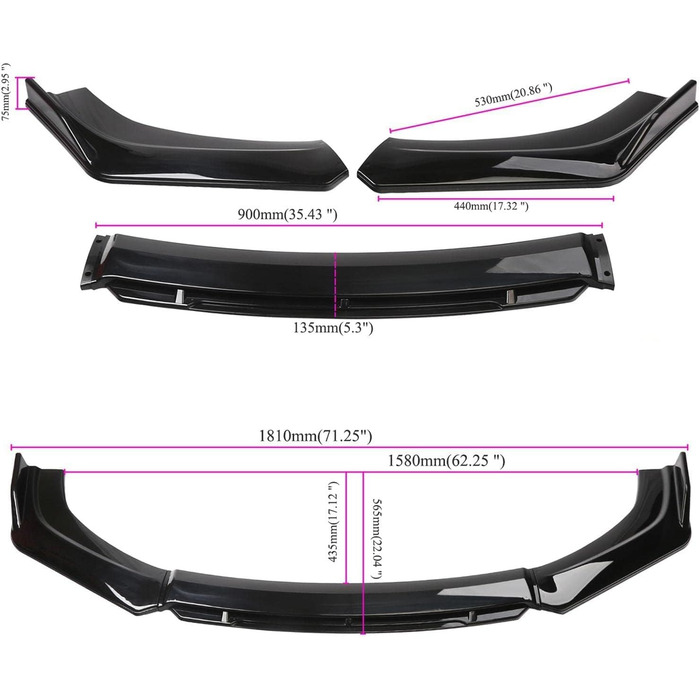 Автомобільний передній спойлер FURREN для BMW 6 Series F06 F12 F13 2012-2019 640i 650i, Захист від зіткнень Обважування Автомобільна передня губа Передній спойлер Губа, Спойлер Губа Передній спойлер Автомобільний передній спойлер, звичайний A