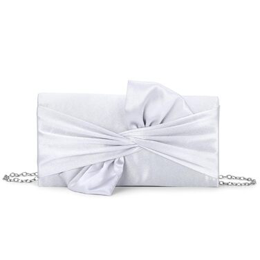 Елегантні атласні клатчі Fecialy для жінок, вечірня сумка з бантом, офіційні, для весільних вечірок та вечірок, сріблясте