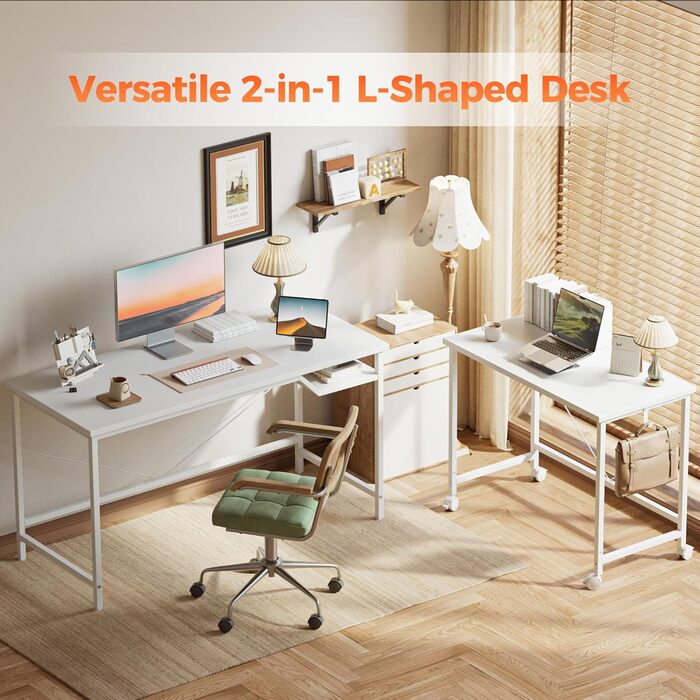 Комп'ютерний стіл Mericonia, 160 x 80 см, метал / дерево, білий