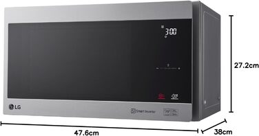 Мікрохвильова піч LG MS2595CIS з технологією Smart Inverter, ємність 25 літрів, 1000 Вт, автоматичні програми, регульовані рівні потужності та функція EasyClean, мікрохвильова піч Silver Solo з нержавіючої сталі Silver 2