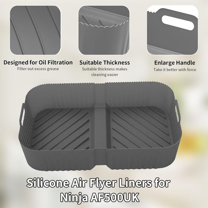 Силіконові вставки Аксесуари для фритюрниці 10.4L Ninja AF500EU AF500EUCP, силіконова форма для аксесуарів для фритюрниці (сірий-2 шт. и 5.2 л ука 10.4 л) чорний 2 шт. и 5,2 л ука 10,4 л