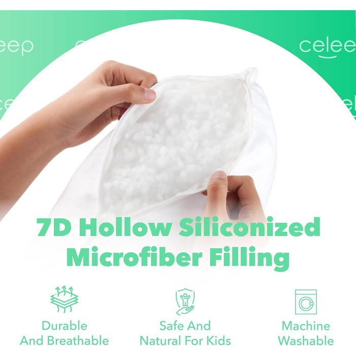 Дитяча подушка Celeep 2 - 33x46 см - Ідеальний розмір для дітей віком 2-5 років - М'яка, органічна бавовняна подушка для сну дітей