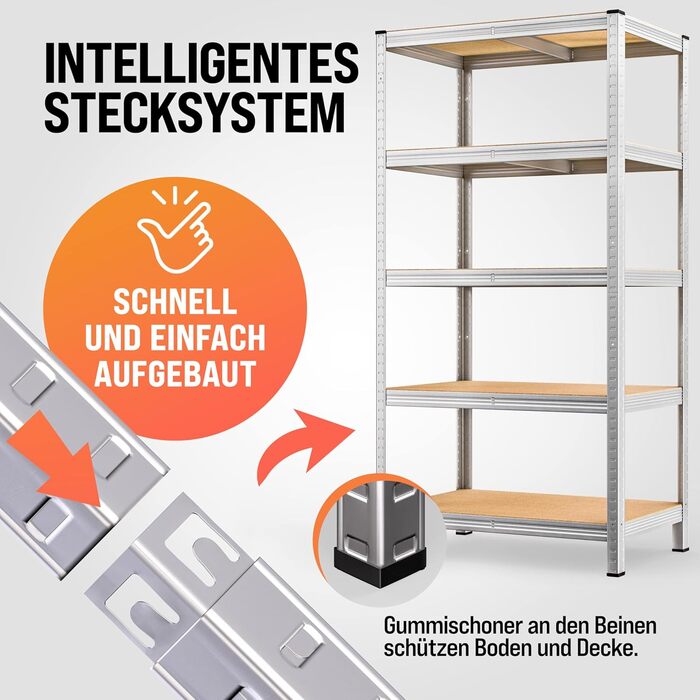 Стелаж Monzana 2 шт. Heavy Duty XL 180x90x60см 1750кг 5 МДФ Стелажі для зберігання Стелажі для підвалу Безболтові стелажі Стелаж для майстерні