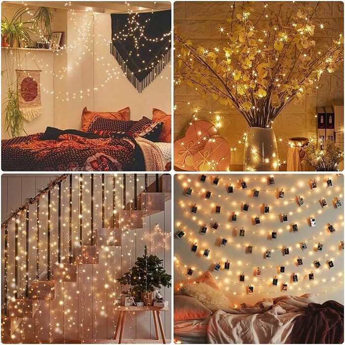Дротяні мікро-гірлянди, 120 світлодіодних гірлянд водонепроникні з вимикачем, USB акумуляторні зоряні гірлянди зовнішні та внутріш